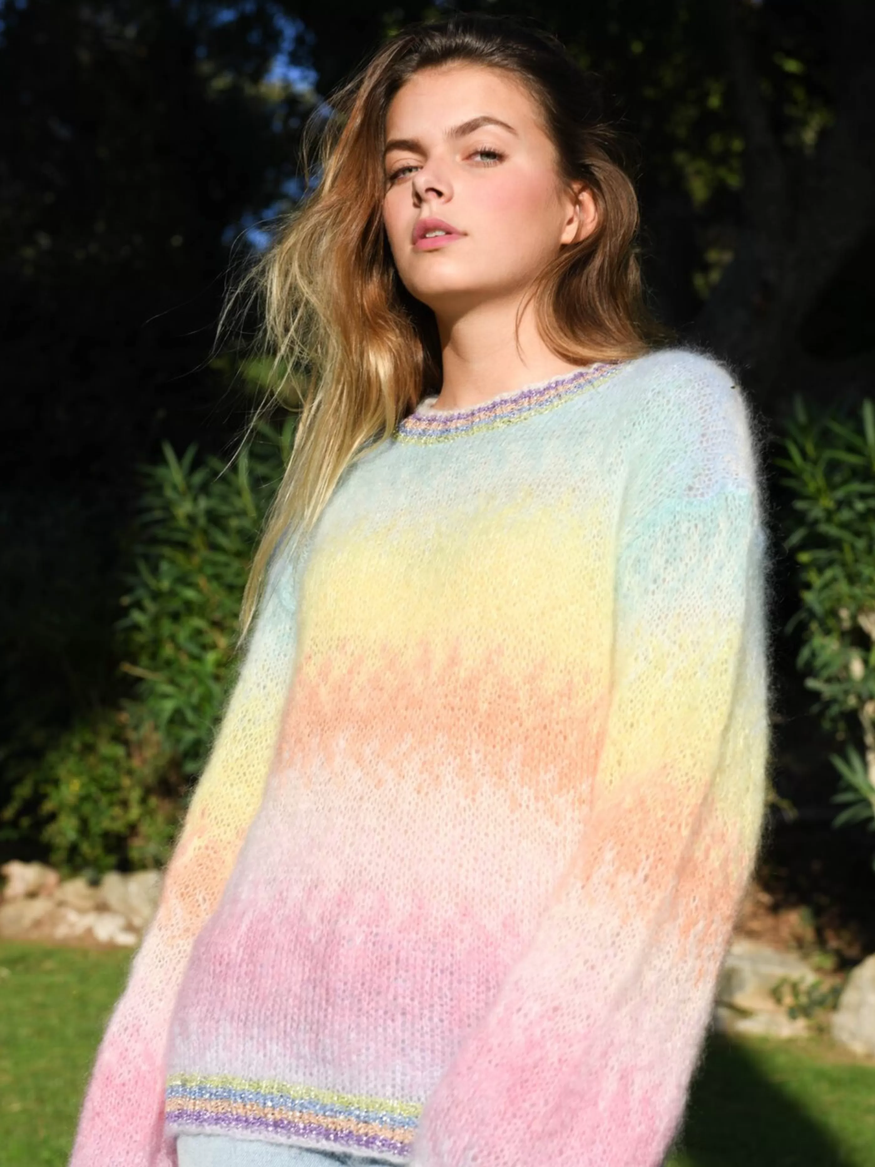 Clearance Rose Carmine PASTEL TIE&DYE SWEATER